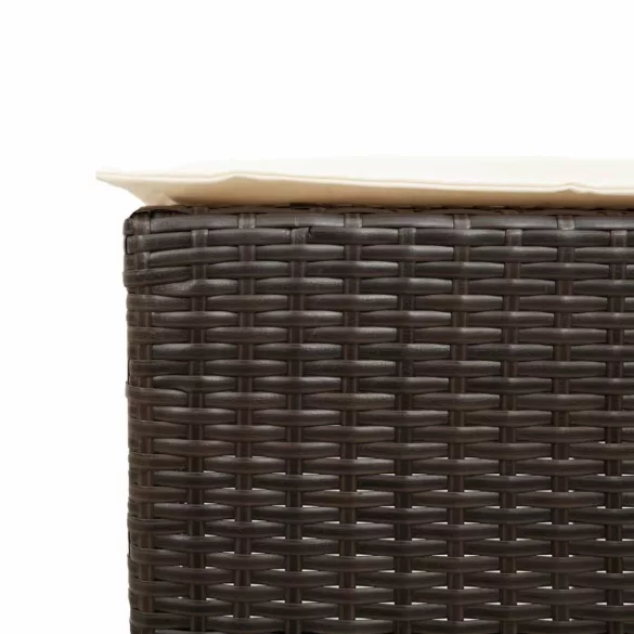 2 db barna polyrattan kerti bárszék párnával
