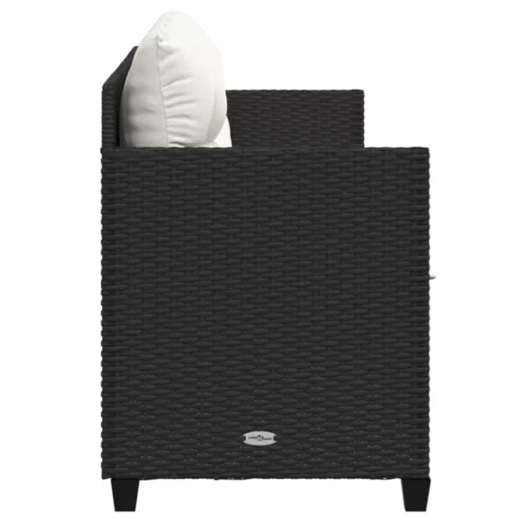 fekete polyrattan napozóágy párnával