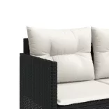 fekete polyrattan napozóágy párnával