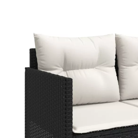 fekete polyrattan napozóágy párnával
