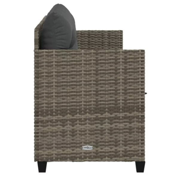 szürke polyrattan napozóágy párnával