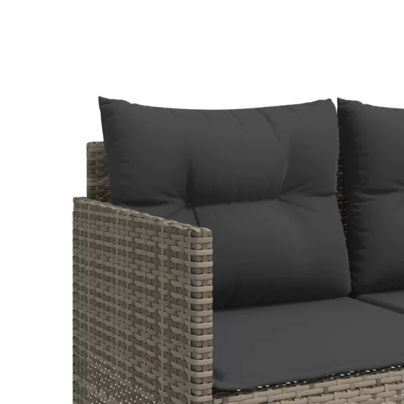 szürke polyrattan napozóágy párnával