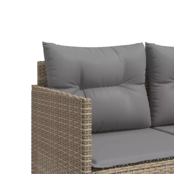 bézs polyrattan napozóágy párnával