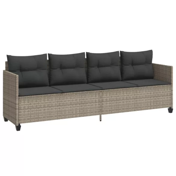 világosszürke polyrattan napozóágy párnával