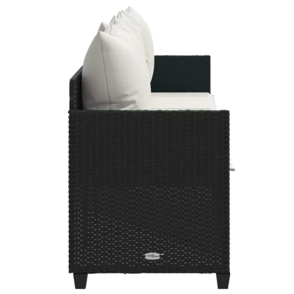 fekete polyrattan napozóágy párnával