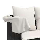 fekete polyrattan napozóágy párnával