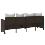 barna polyrattan napozóágy párnával