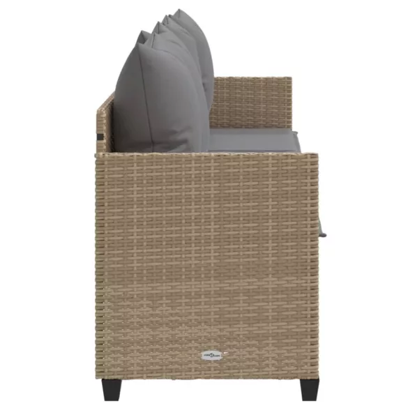 bézs polyrattan napozóágy párnával