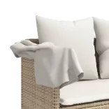 bézs polyrattan napozóágy párnával