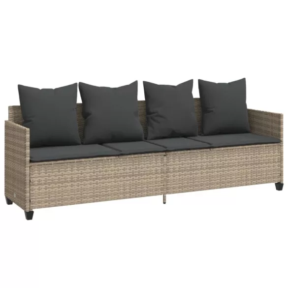 világosszürke polyrattan napozóágy párnával