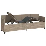 világosszürke polyrattan napozóágy párnával