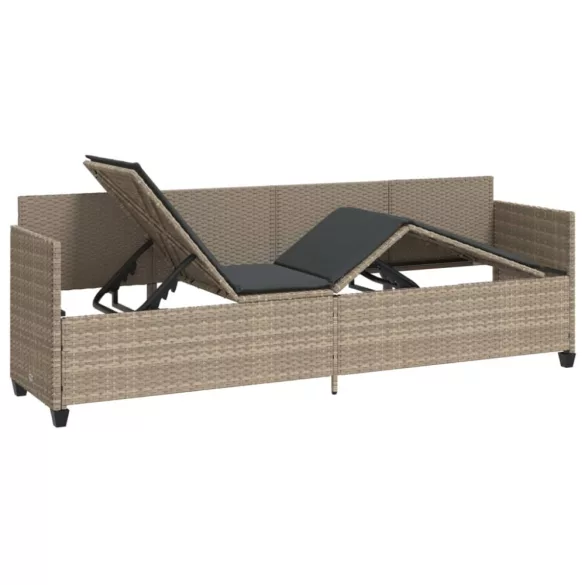 világosszürke polyrattan napozóágy párnával
