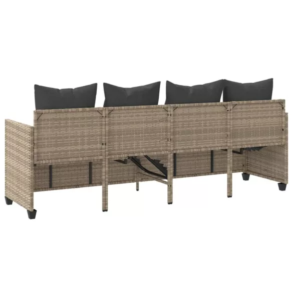 világosszürke polyrattan napozóágy párnával