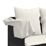 fekete polyrattan napozóágy tetővel és párnával