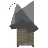 szürke polyrattan napozóágy tetővel és párnával