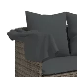 szürke polyrattan napozóágy tetővel és párnával