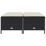 4 db fekete polyrattan kerti szék párnákkal