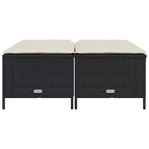 4 db fekete polyrattan kerti szék párnákkal