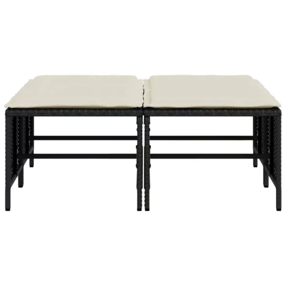 4 db fekete polyrattan kerti szék párnákkal