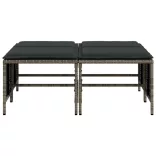 4 db szürke polyrattan kerti szék párnákkal