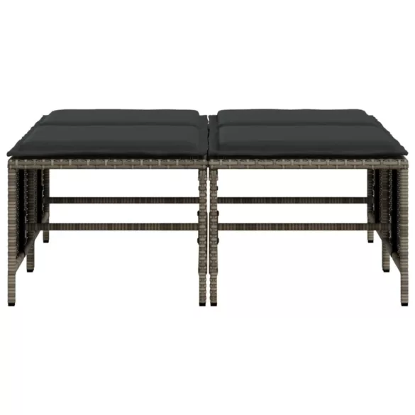 4 db szürke polyrattan kerti szék párnákkal