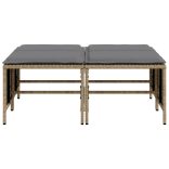 4 db bézs polyrattan kerti szék párnákkal