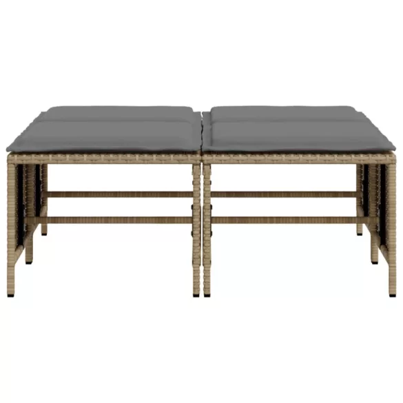 4 db bézs polyrattan kerti szék párnákkal