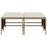 4 db bézs polyrattan kerti szék párnákkal