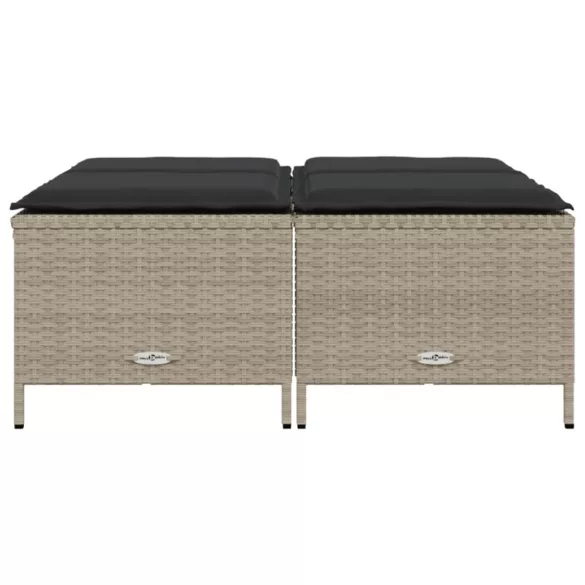 4 db világosszürke polyrattan kerti szék párnákkal