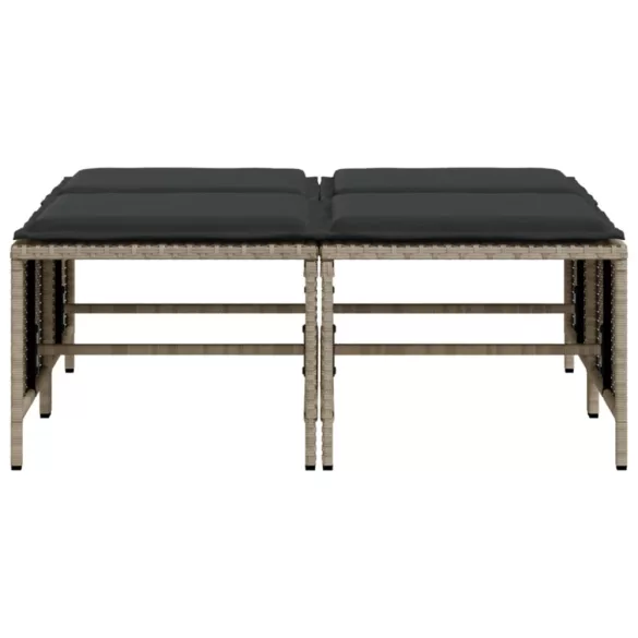 4 db világosszürke polyrattan kerti szék párnákkal