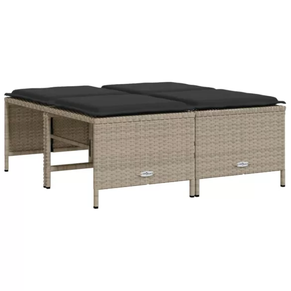 4 db világosszürke polyrattan kerti szék párnákkal