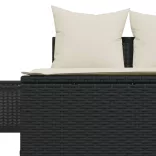 fekete polyrattan dupla napozóágy párnával