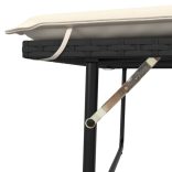 fekete polyrattan kerti pad párnákkal és lábtartóval