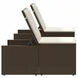 2 db barna polyrattan napozóágy asztallal