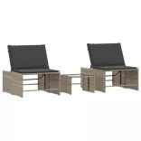 2 db világosszürke polyrattan napozóágy asztallal