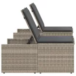 2 db világosszürke polyrattan napozóágy asztallal