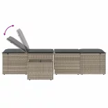 2 db világosszürke polyrattan napozóágy asztallal