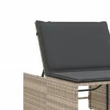 2 db világosszürke polyrattan napozóágy asztallal