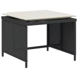 fekete polyrattan kerti szék lábtartóval