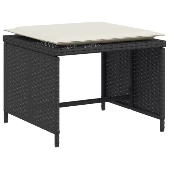 fekete polyrattan kerti szék lábtartóval