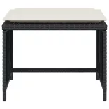 fekete polyrattan kerti szék lábtartóval