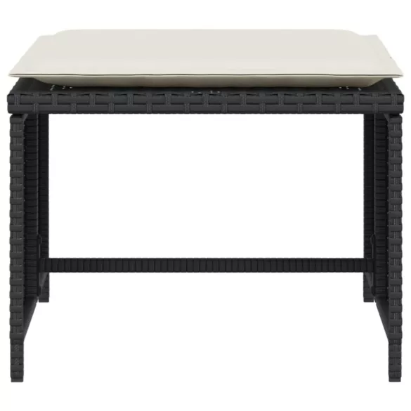 fekete polyrattan kerti szék lábtartóval