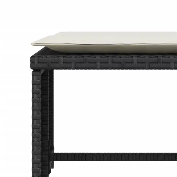 fekete polyrattan kerti szék lábtartóval