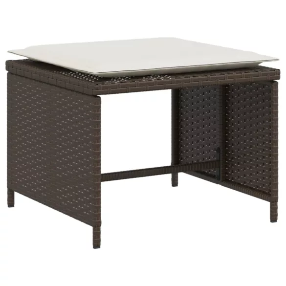 barna polyrattan kerti szék lábtartóval