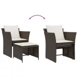 barna polyrattan kerti szék lábtartóval