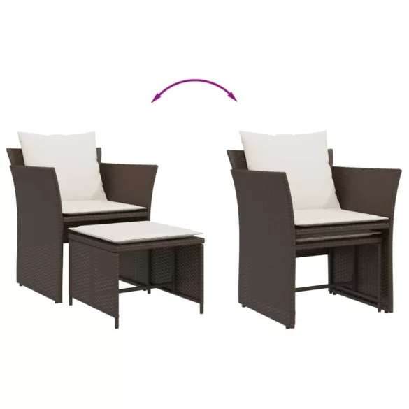 barna polyrattan kerti szék lábtartóval