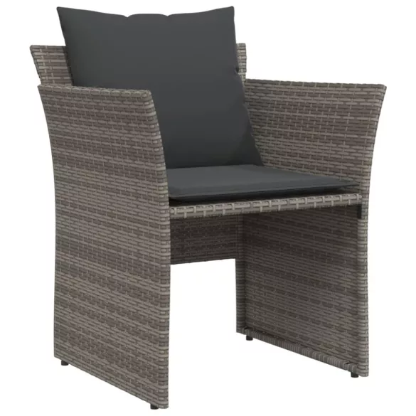 szürke polyrattan kerti szék lábtartóval