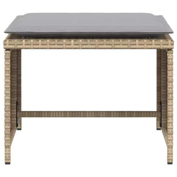 bézs polyrattan kerti szék lábtartóval