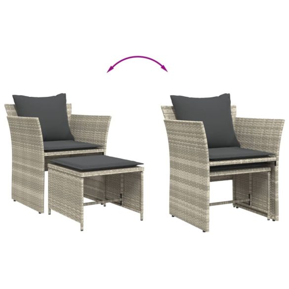 világosszürke polyrattan kerti szék lábtartóval