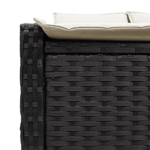 fekete polyrattan dupla napozóágy párnával